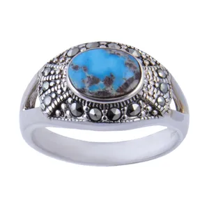 انگشتر نقره زنانه بازرگانی میلادی مدل فیروزه کد AW_184