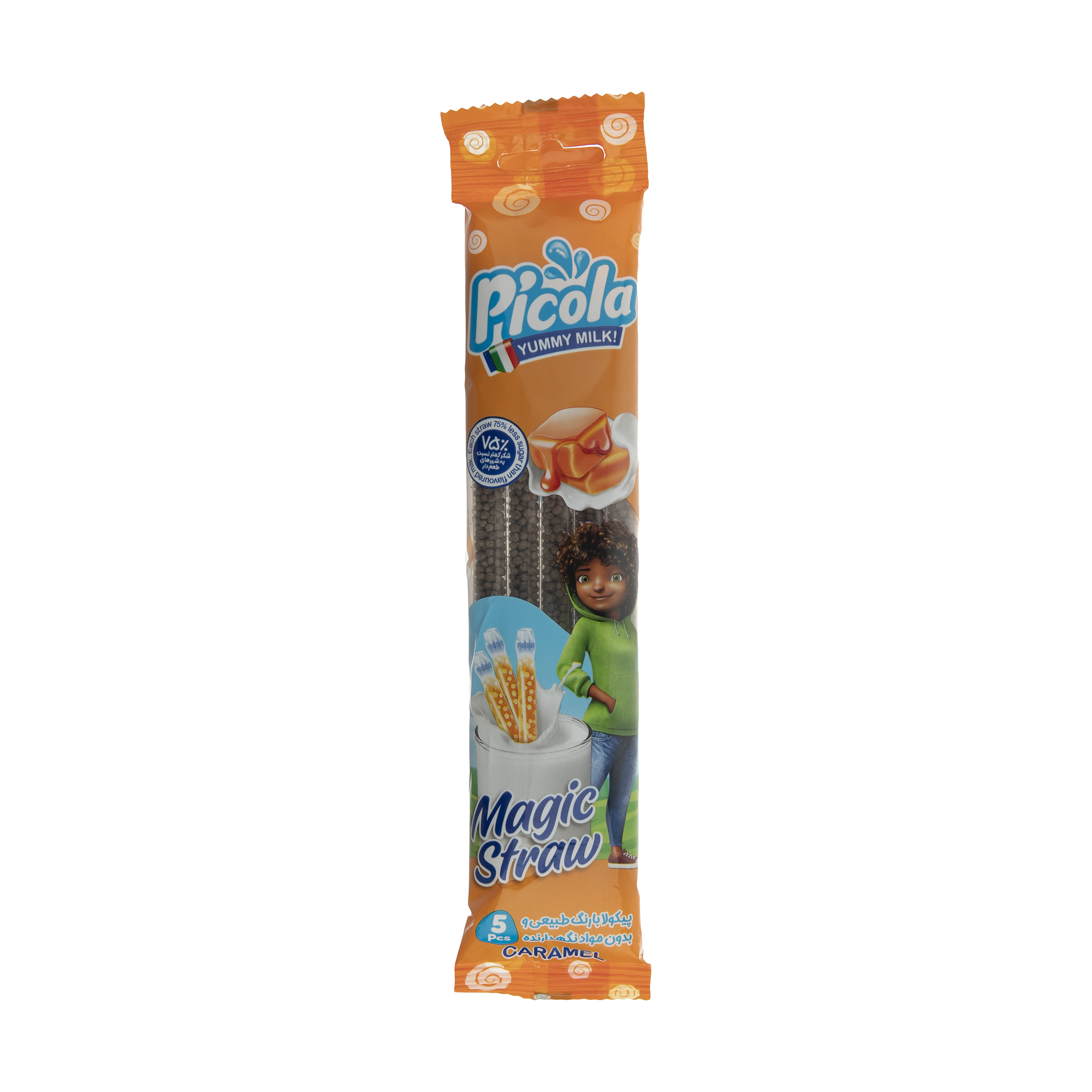نی شیر پیکولا با طعم کارامل - 30 گرم بسته 5 عددی	