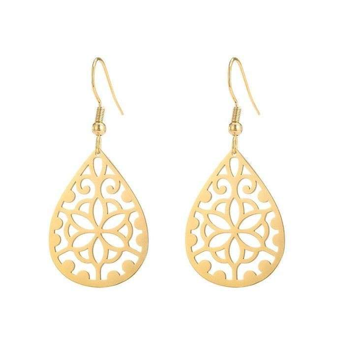 گوشواره طلا 18 عیار زنانه قیراط طرح اشک کد GH3675