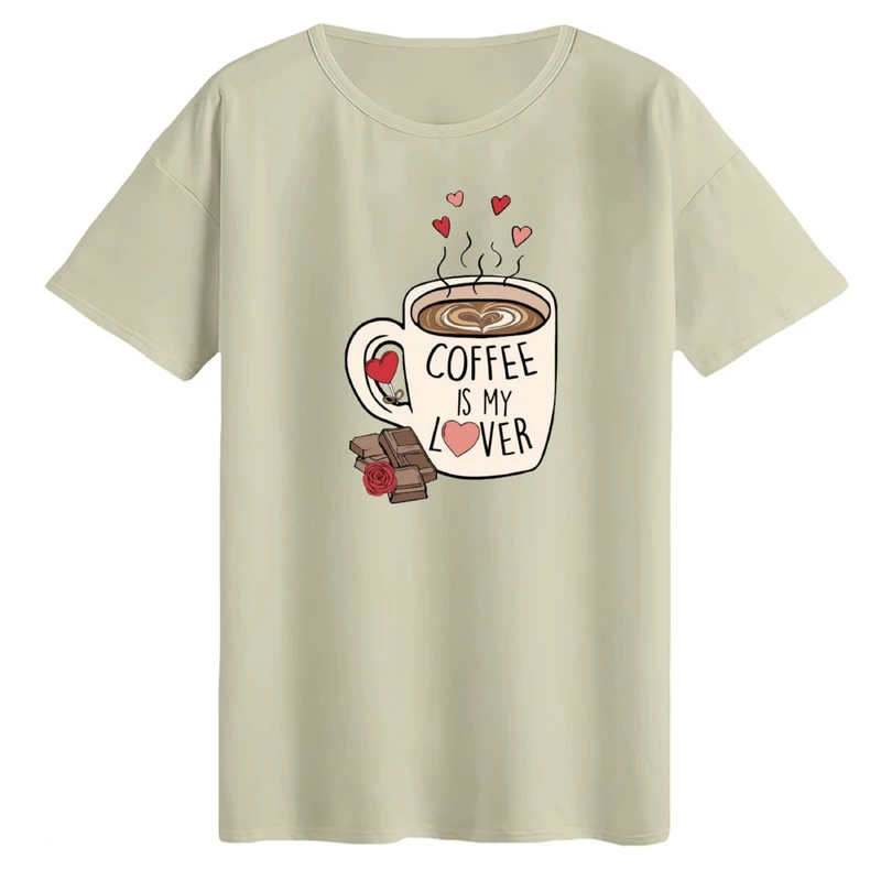 تی‌شرت لانگ آستین کوتاه زنانه مدل فنجون قهوه