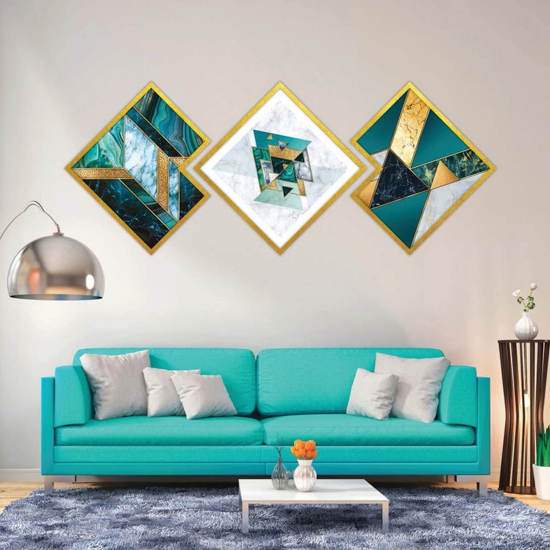 تابلو بکلیت طرح دکوراتیو مدرن مدل شاین اکلیلی T-1957 مجموعه 3 عددی