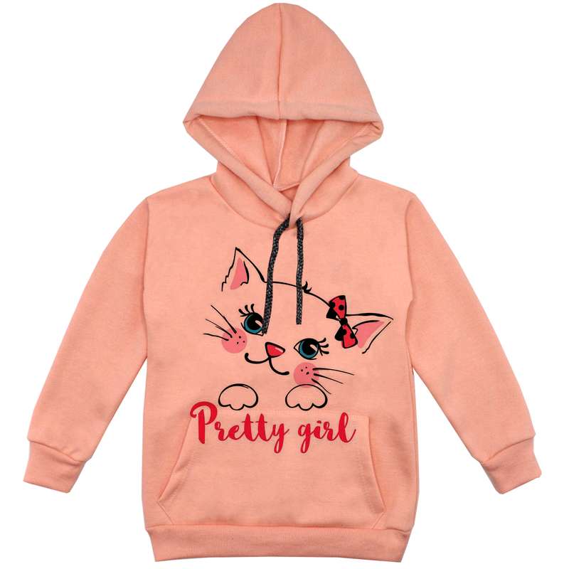 هودی دخترانه مدل گربه F76 رنگ گلبهی