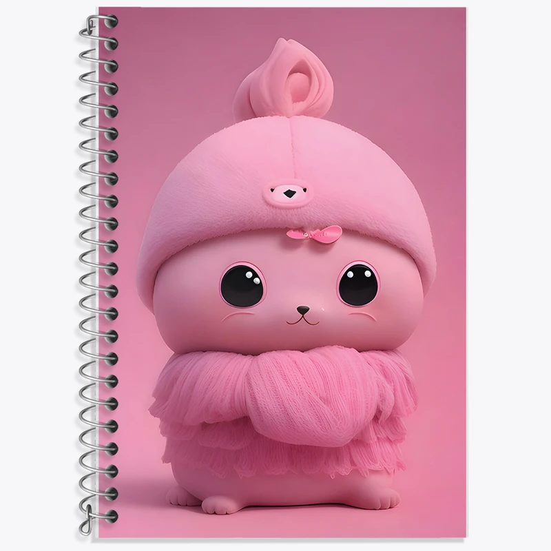 دفتر زبان 50 برگ خندالو مدل دو خط طرح هیولای صورتی کیوت کد F7836