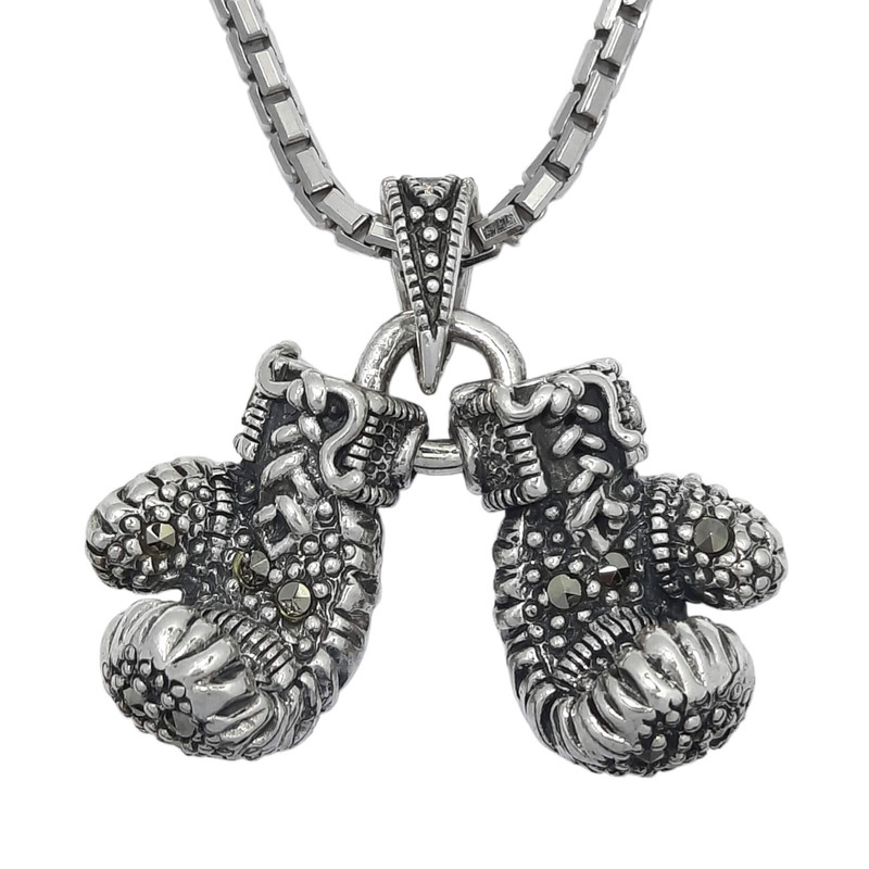 گردنبند نقره مردانه مدل دستکش بوکس گردنبند نقره مردانه مدل دستکش بوکس