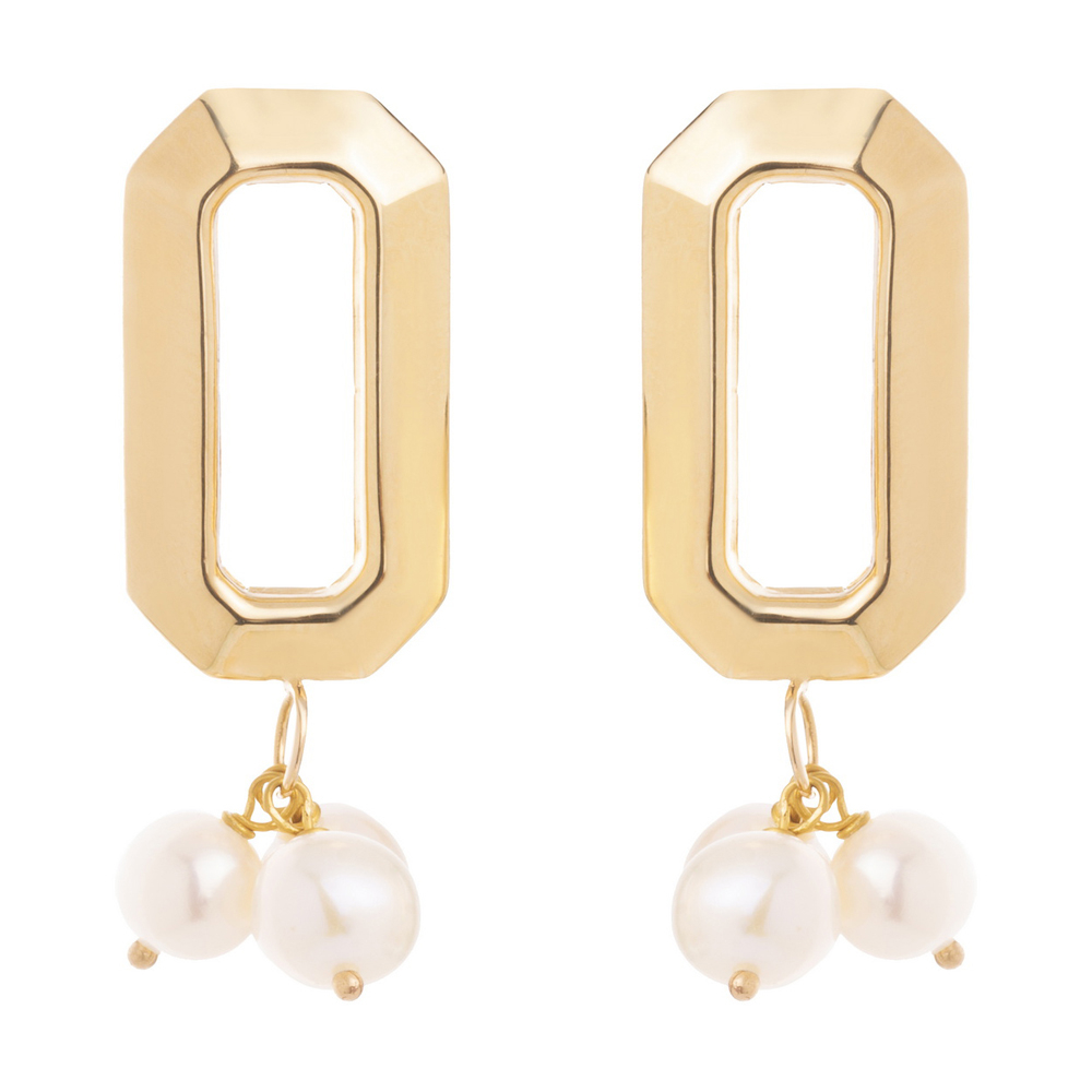 گوشواره طلا 18 عیار زنانه گالری شیدا مجد مدل هریلا و مروارید