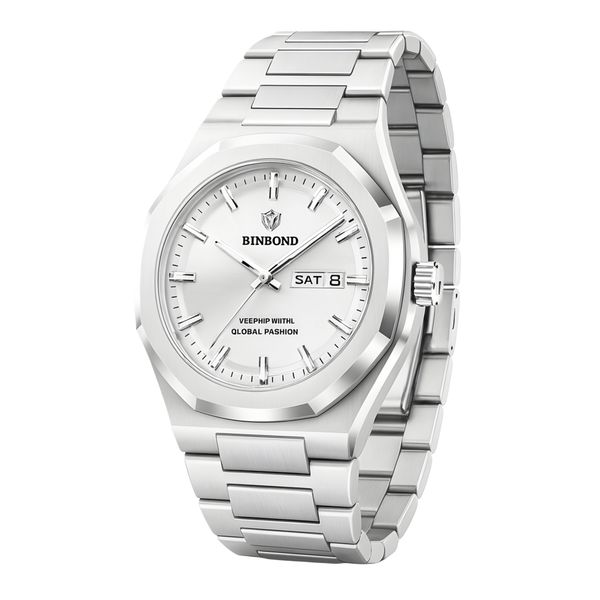 ساعت مچی عقربه‌ای کوارتز مردانه بین باند مدل کلاسیک لوکس اسپرت دی دیت بند استیل قفل مخفی کد J.A3