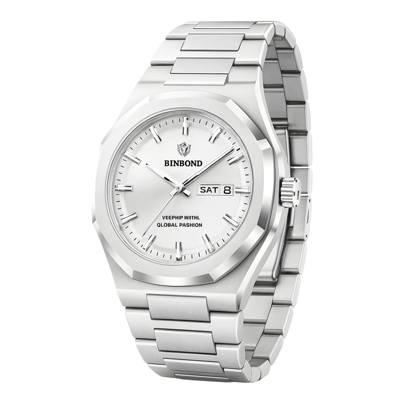 ساعت مچی عقربه‌ای کوارتز مردانه بین باند مدل کلاسیک لوکس اسپرت دی دیت بند استیل قفل مخفی کد J.A3