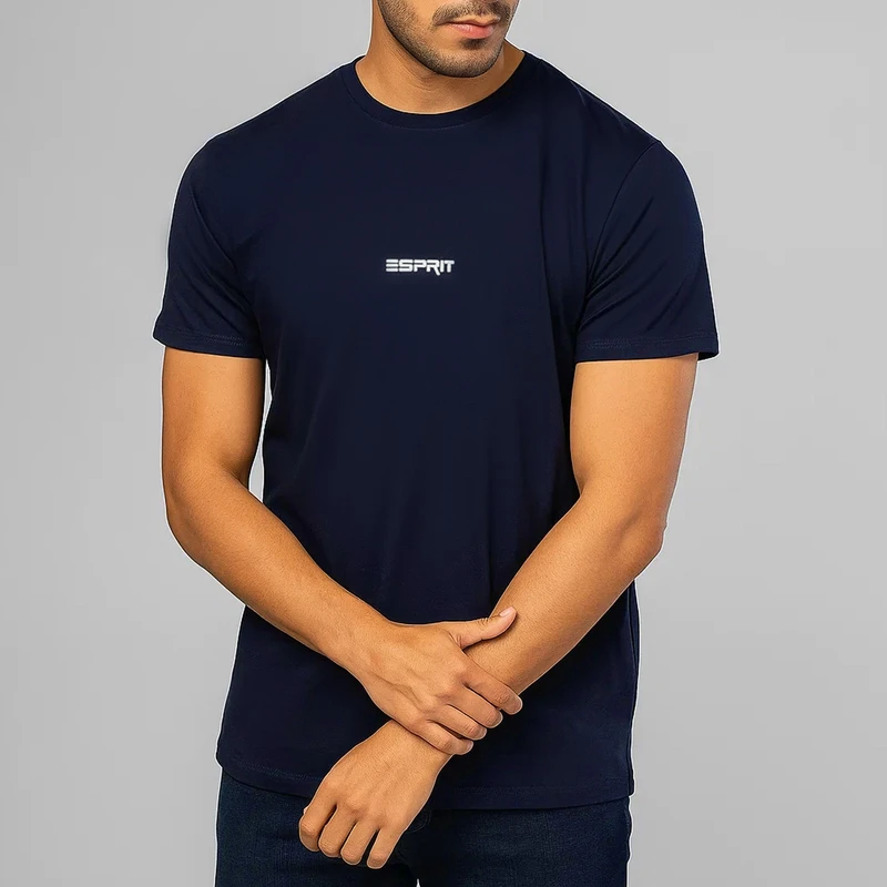 تی شرت آستین کوتاه مردانه مدل 347025214 نخی رنگ سرمه ای