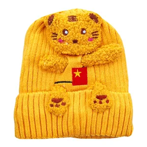 کلاه بافتنی بچگانه مدل حیوانات طرح داخل خز