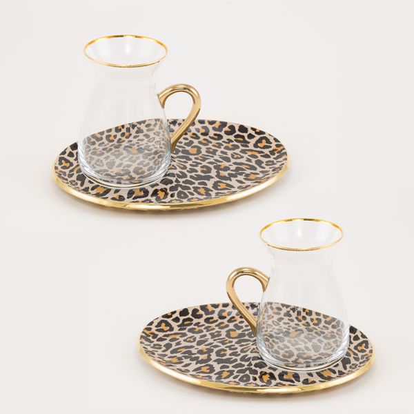 سرویس چای خوری 4 پارچه گلور مدل leopard