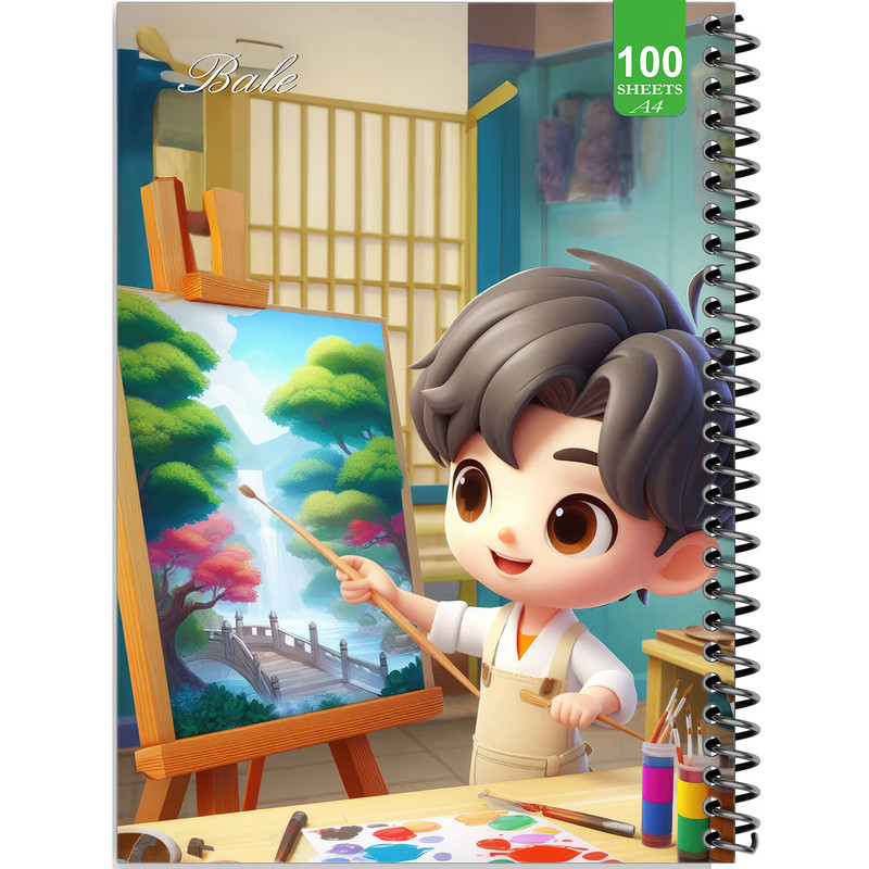 دفتر نقاشی 100 برگ بله مدل رحلی طرح فانتزی اتاق کودک کد A4-N410