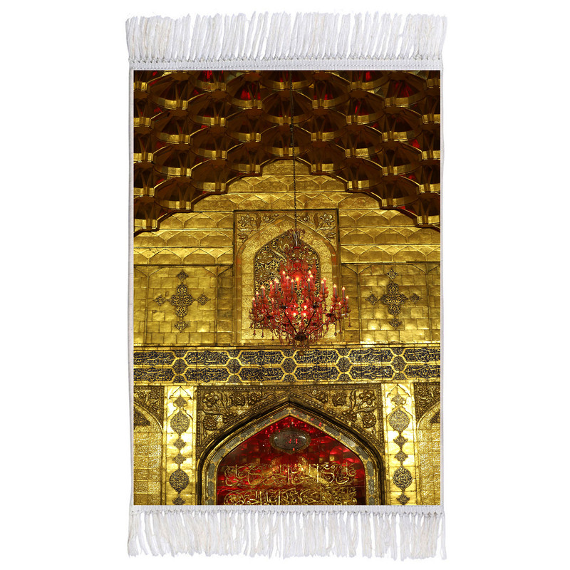 فرش ماشینی دیوارکوب اطلس آبی مدل علی مع حق و حق مع علی کد T4097 