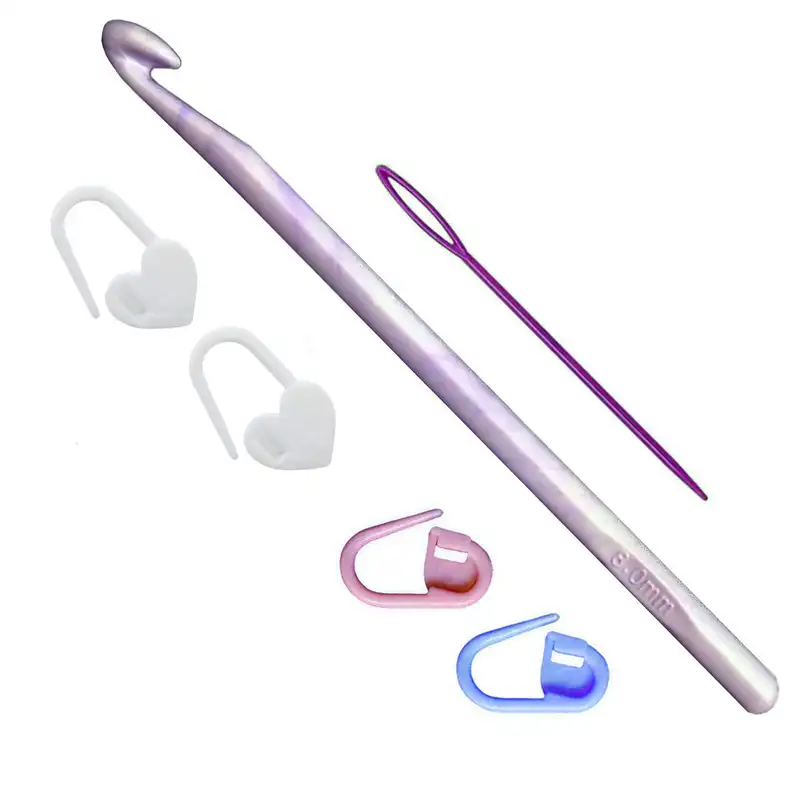 قلاب تریکو بافی مدل G.co-08 کد 08 به همراه سوزن دوخت کاموا و سنجاق نشانه گذار بافتنی مجموعه 6 عددی