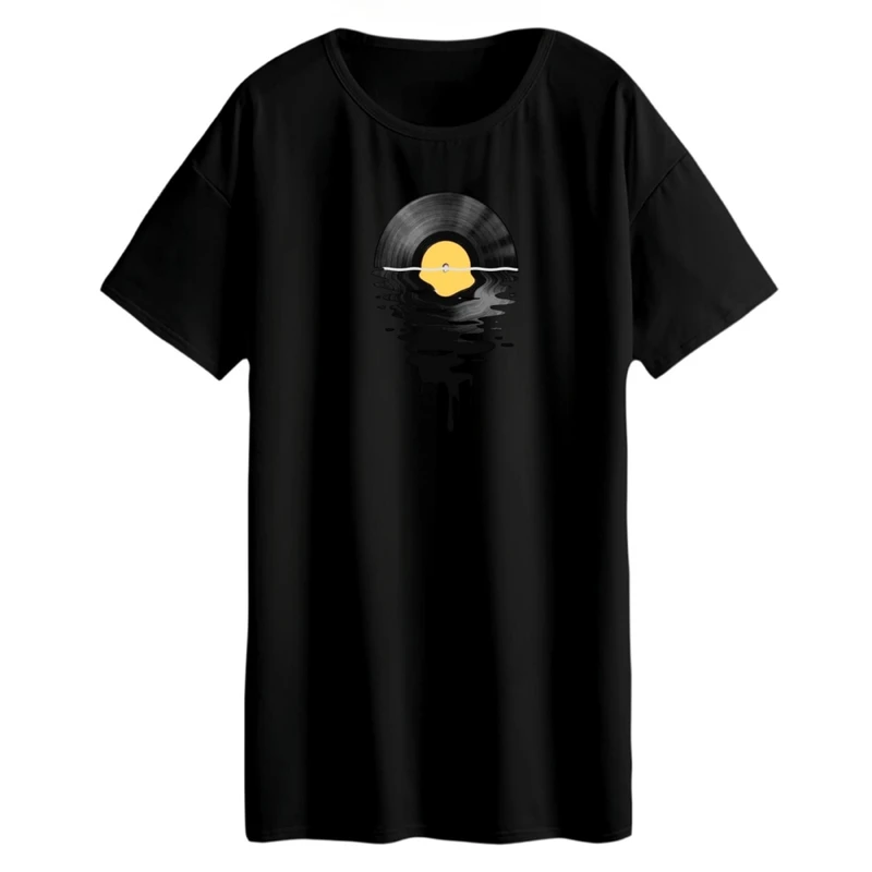 تی شرت لانگ زنانه مدل غروب موزیک