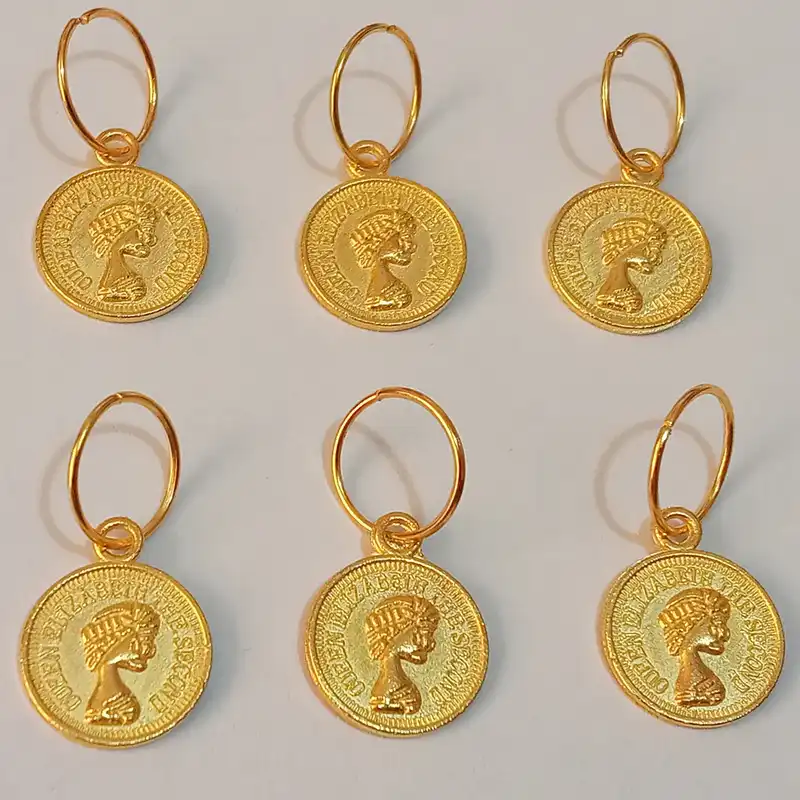 حلقه تزیینی مو زنانه طرح سکه الیزابت بسته 6 عددی