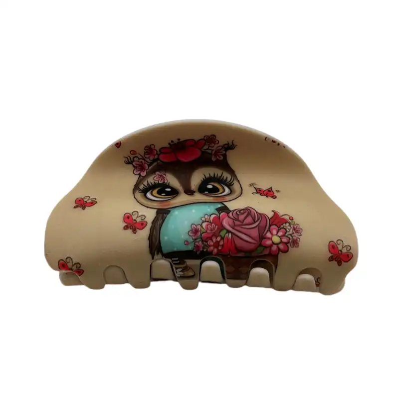 کلیپس مو زنانه مدل شمعی چاپی جغد