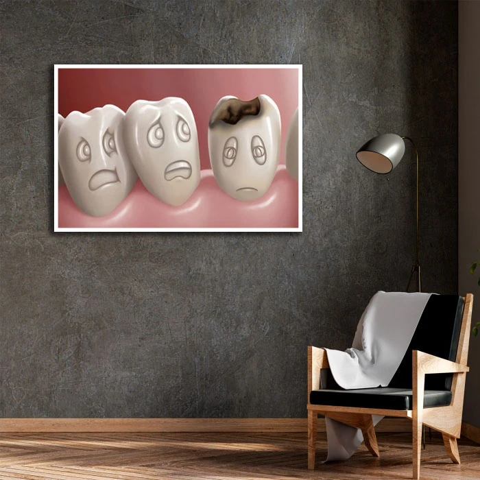 تابلو نوری بکلیت طرح دندان مدل W-D2184 فریم سفید