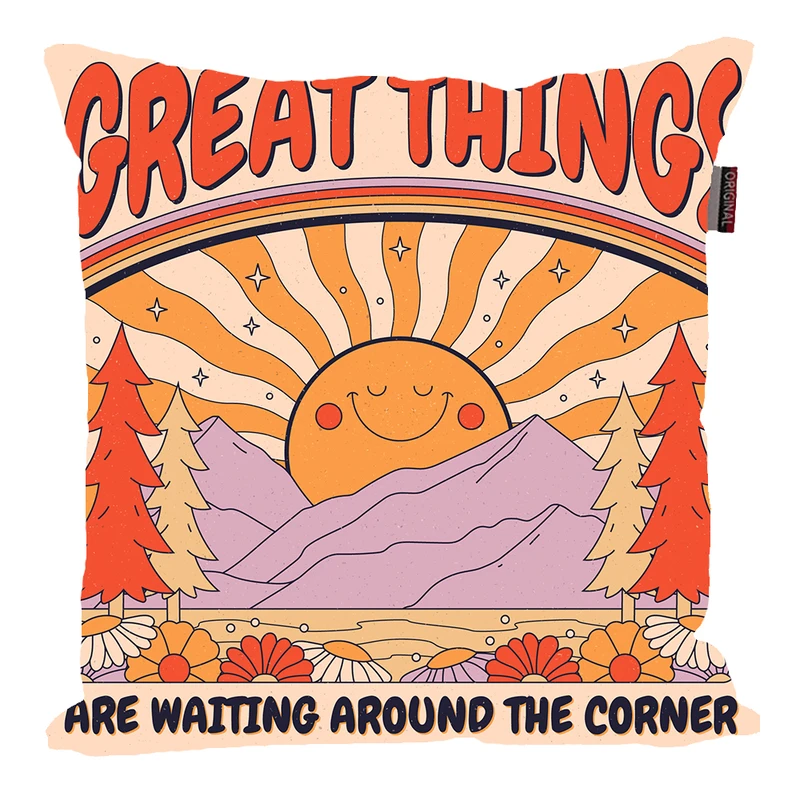 کوسن مدل شعار Greater Things Are Waiting Around The Corner کد KO496