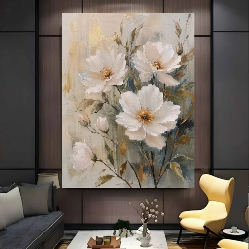 پوستر پارچه ای طرح مخمل  نقاشی دسته گل مدل شکوفا کد BK58102