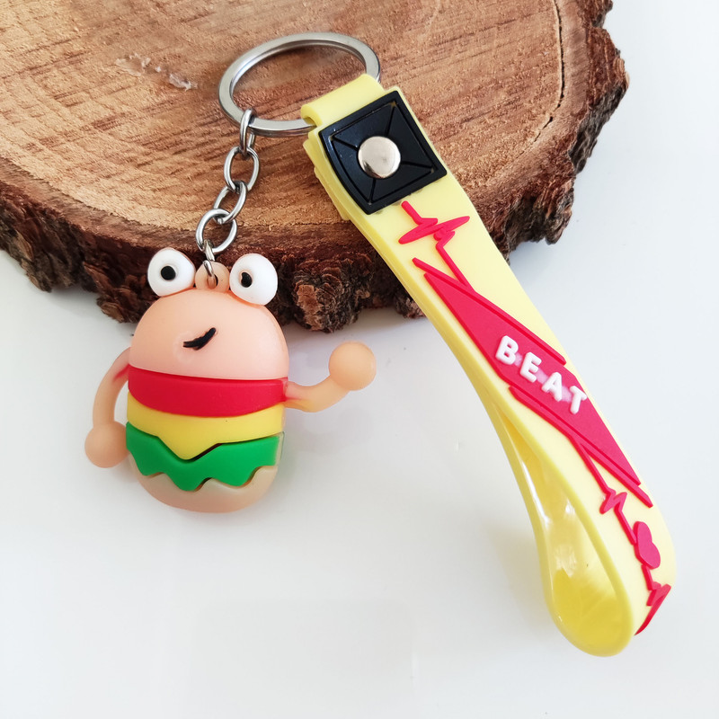 جاکلیدی مدل سیلیکونی طرح فست فود پیتزا و همبرگر مجموعه 4 عددی