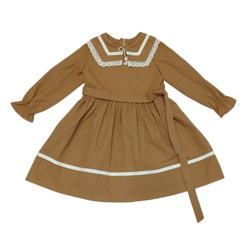 پیراهن آستین بلند یقه گرد دخترانه کد 4055