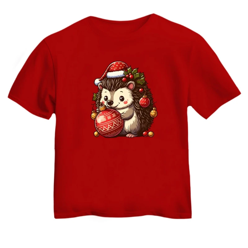 تی شرت آستین کوتاه بچگانه مدل جوجه تیغی کریسمس کد 1