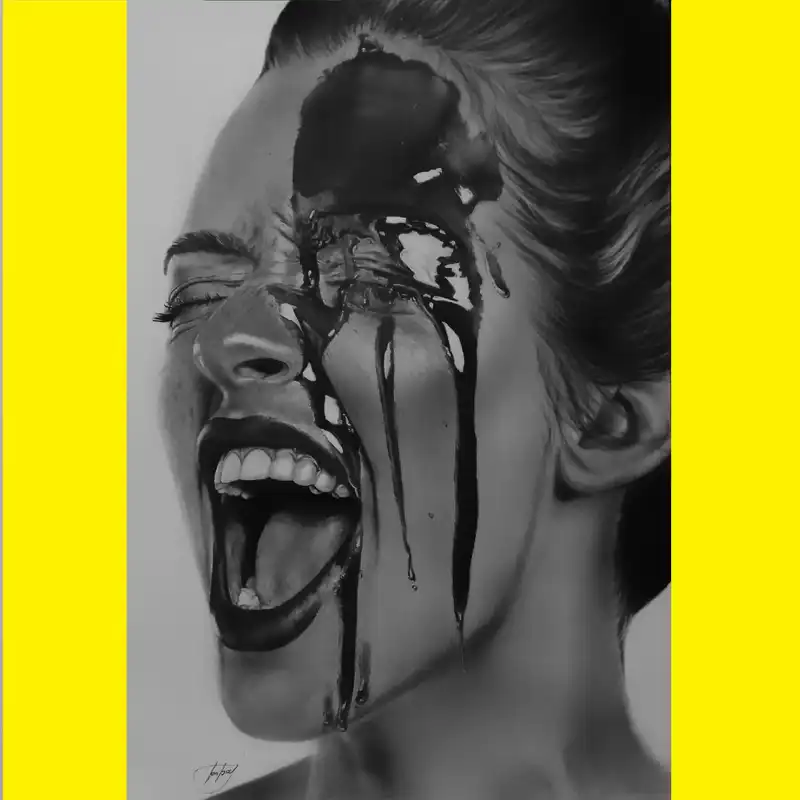 نقاشی سیاه قلم مدل آزاده کد 140115