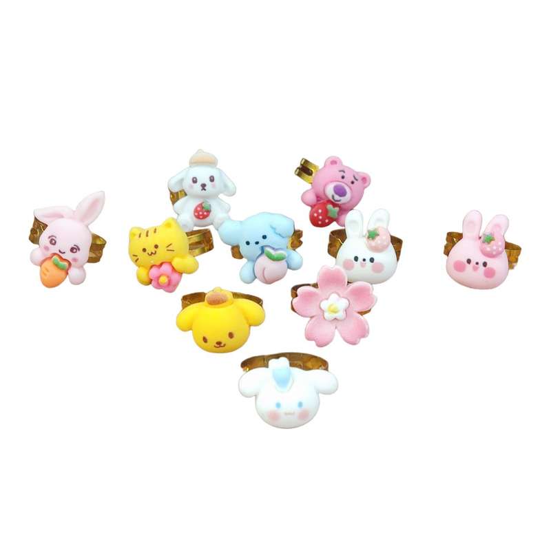 انگشتر دخترانه مدل عروسکی کد BACH10 مجموعه 10 عددی انگشتر دخترانه مدل عروسکی کد BACH10 مجموعه 10 عددی