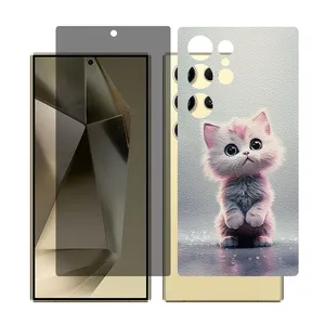 Glass Together model privacy screen protector for Samsung Galaxy S22 Ultra mobile phone with back cover sticker