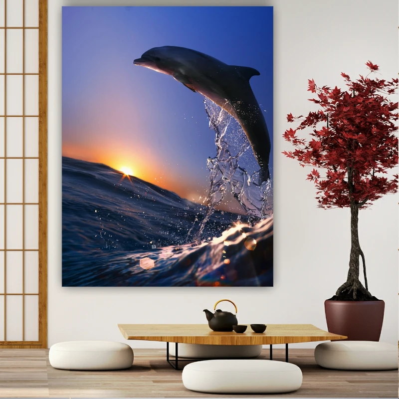  پوستر طرح مخمل دلفین مدل امواج دریا کد FP105019