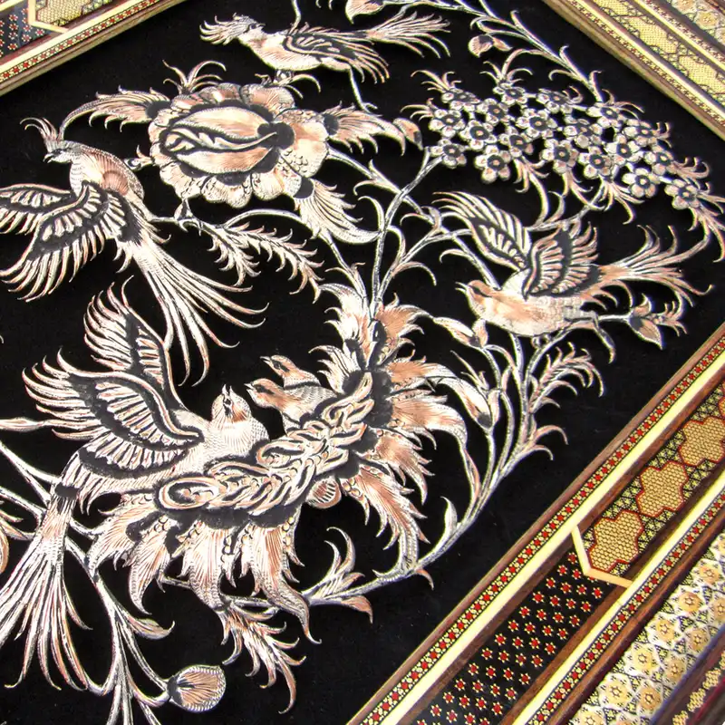 تابلو قلمزنی طرح گل و مرغ کد 5080-11