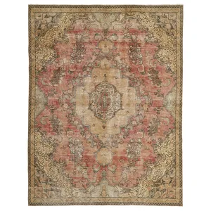 فرش دستبافت رنگ شده هفت و نیم متری طرح وینتیج کد 535689