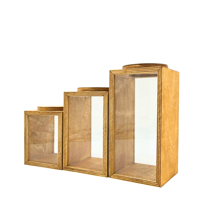 بانکه گردو شوشتری مدل چوبی درب مگنتی کد BK01PS31 مجموعه 3 عددی