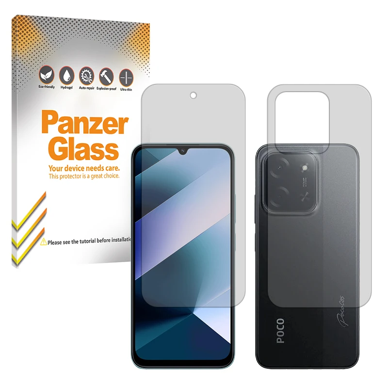محافظ صفحه نمایش شفاف پنزر گلس مدل Resistant مناسب برای گوشی موبایل شیائومی Poco C85 به همراه محافظ پشت گوشی