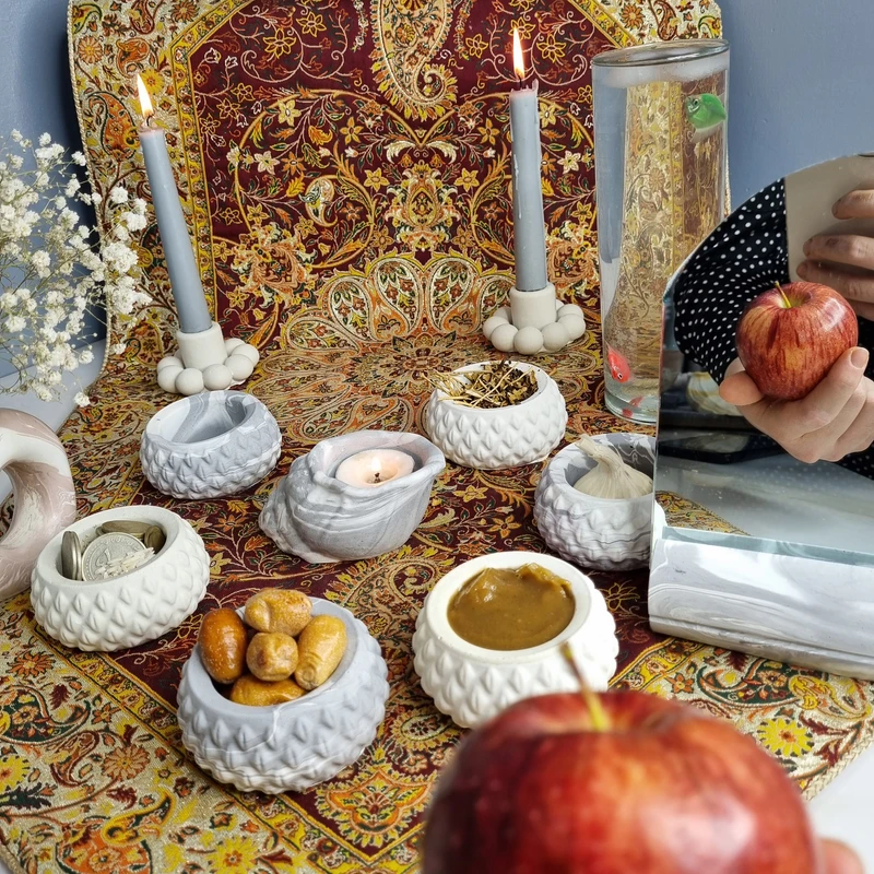 عکس شماره 3 : مجموعه ظروف هفت سین 10 پارچه مدل ثمینا طرح سنگ کد c01