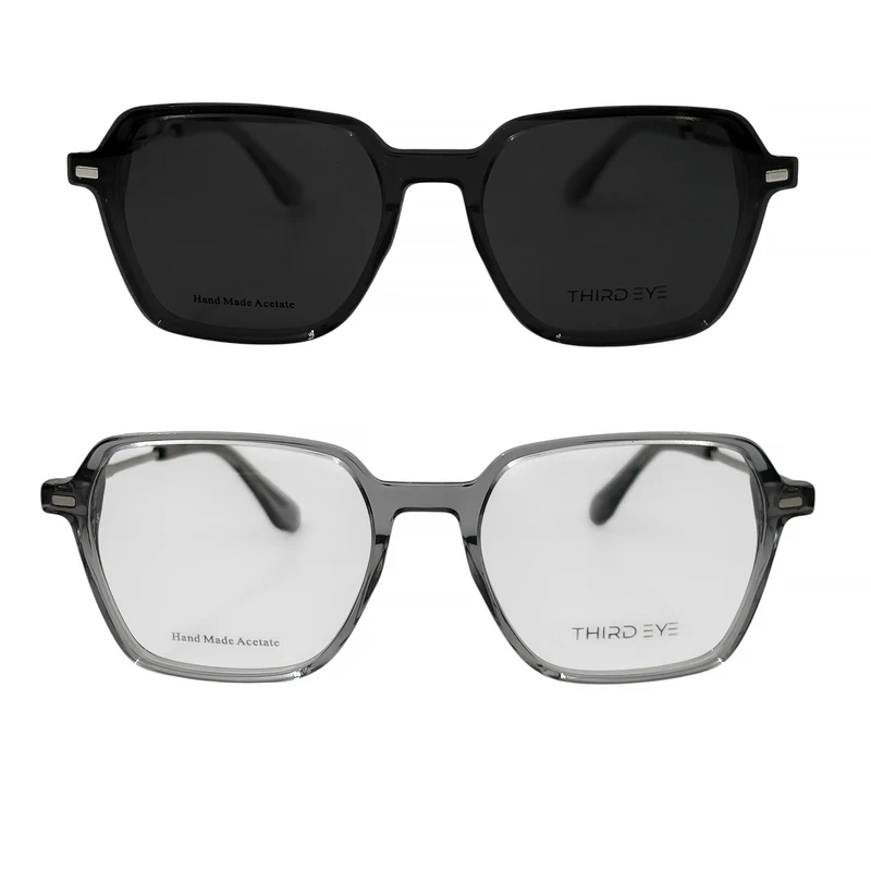 فریم عینک طبی فریم مربعی ترد آی مدل 9787 C7  مناسب برای صورت بیضی گرد قلبی به همراه کاور آفتابی