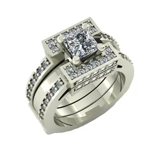 انگشتر نقره زنانه ژابیز کد 060 مجموعه 3 عددی