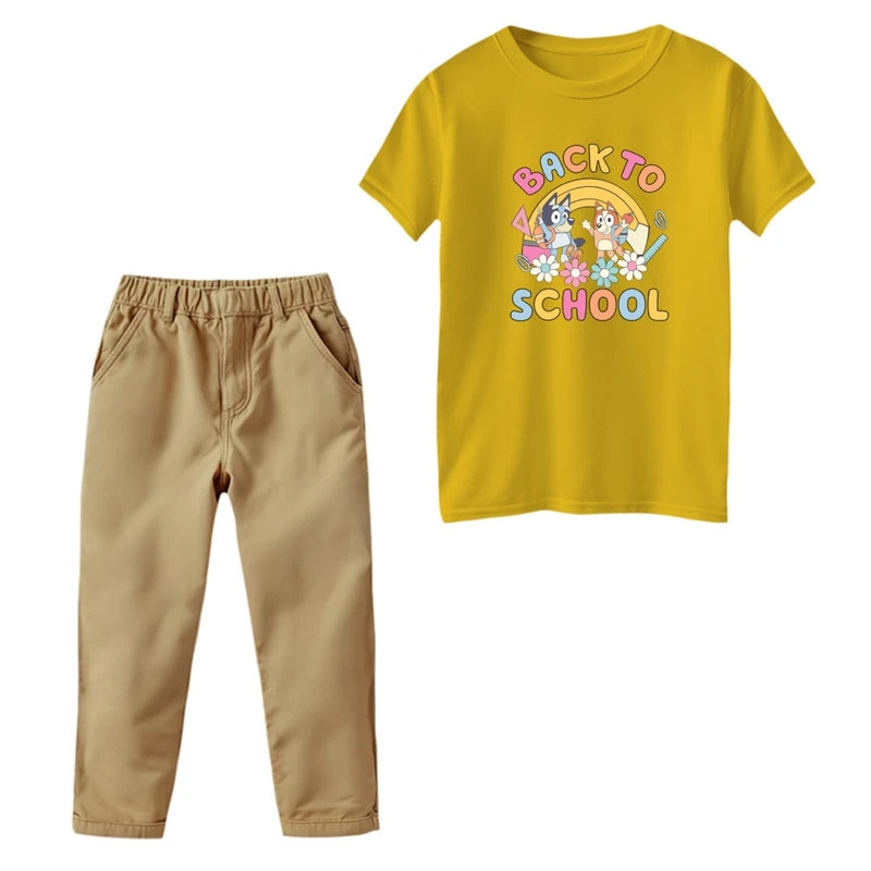 ست تی‌شرت و شلوار پسرانه مدل بلویی مدرسه