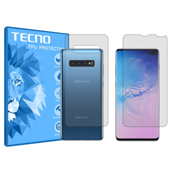 محافظ صفحه نمایش شفاف تکنو مدل HyGEL مناسب برای گوشی موبایل سامسونگ Galaxy S10 Plus به همراه محافظ پشت گوشی 