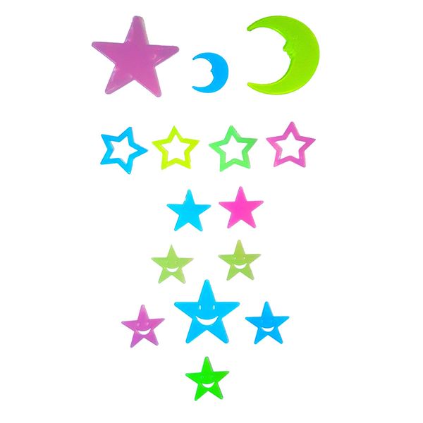 استیکر دیواری کودک طرح ماه و ستاره شب تاب کد 4MS بسته 15 عددی