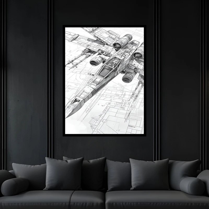 تابلو بکلیت طرح هواپیما و جت جنگی مدل B-bu7367 فریم مشکی