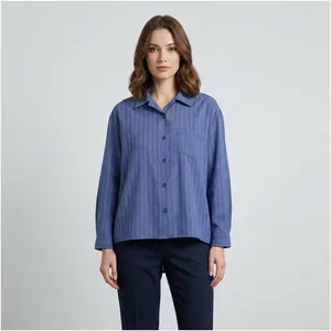 Jeber Brand Women's Striped Cotton Long-Sleeve Shirt