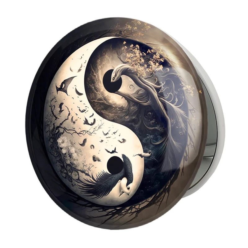 آینه جیبی خندالو طرح یین و یانگ مدل تاشو کد 30521