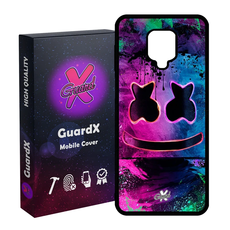 کاور گارد ایکس طرح Marshmello مدل Glass10028 مناسب برای گوشی موبایل شیائومی Redmi Note 9S / Note 9 Pro / Note 9 Pro Max