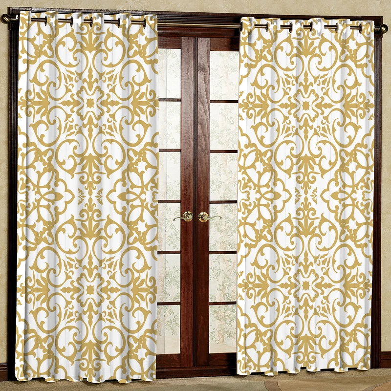 پرده بارمان دکور طرح مدرن طلایی مدل مخمل پانچی کد 1901 W سایز 140x280 سانتی متر