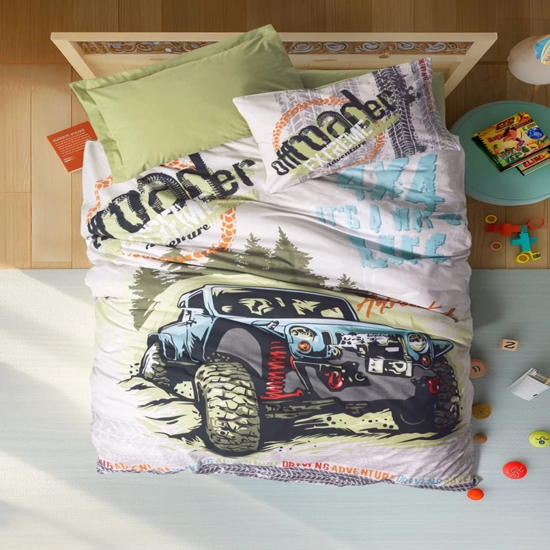 سرویس روتختی کاتن باکس مدل Junior Adventure Yesil یک نفره 3 تکه