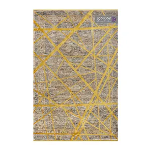 فرش ماشینی 1200 شانه فرش بهشتی زمینه کرم حاشیه طلائی مدل یونیک کد 8461