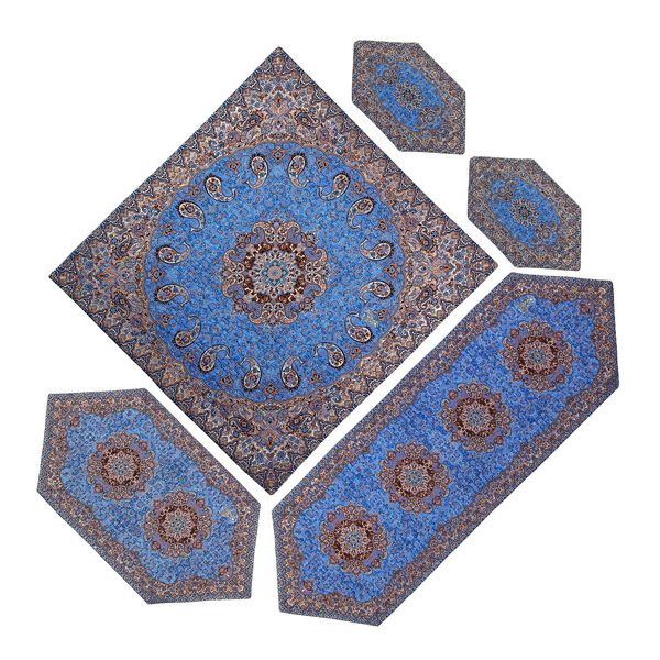 ست 5 تکه رومیزی ترمه طرح نسترن کد I5-5