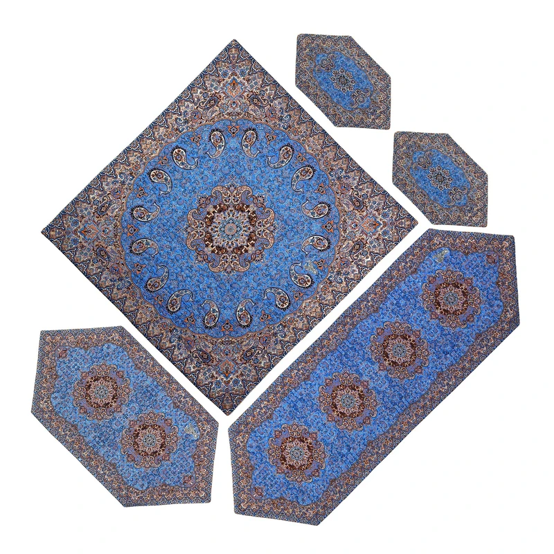 ست 5 تکه رومیزی ترمه طرح نسترن کد I5-5