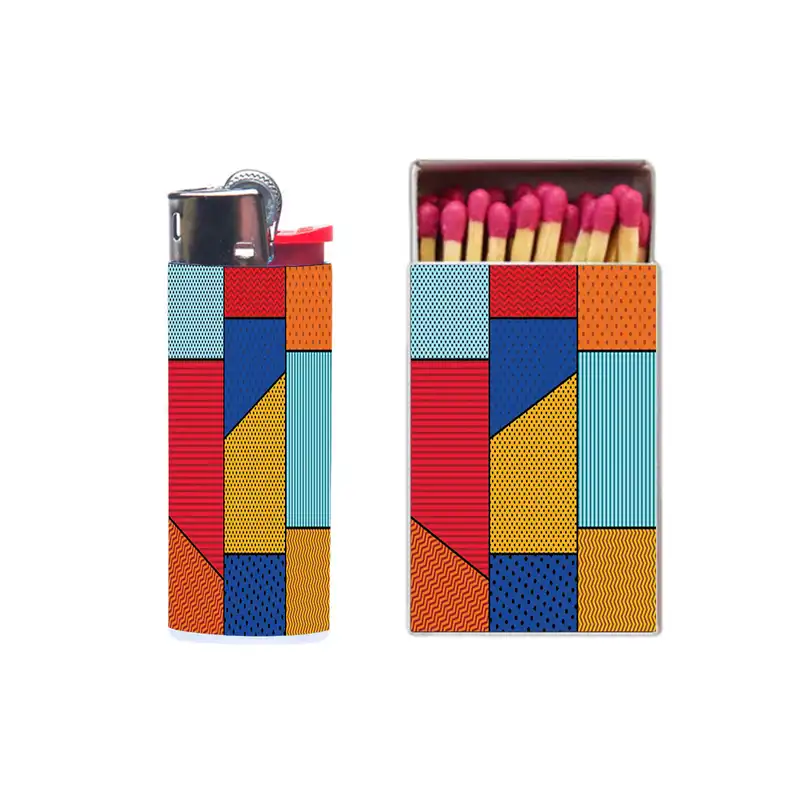 فندک مدل رنگی کد 370 به همراه کبریت